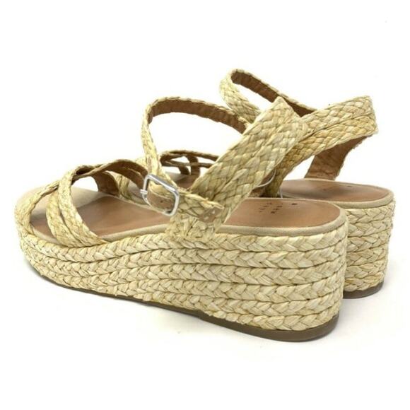 A New Day Luisa Natural Woven Straw Wedge Sandals Strappy Women's Size 11 - Picture 2 of 7